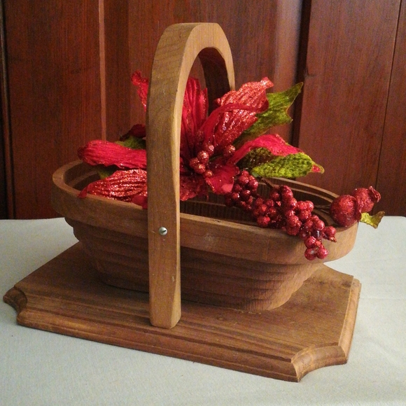 Vintage Handmade Walnut Collapsible Basket by H&L Enterprises - Picture 2 of 11